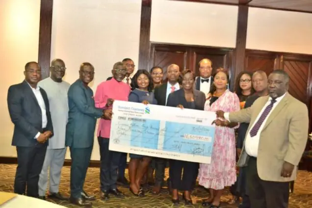 Labadi Beach Hotel Presenting Dividend Cheque to the Shareholder. From L-R Mr. Alfred Opoku Agyepong-Financial Controller, Labadi Beach Hotel, Mr. Addae Antwi-Boasiako, Board Member, Mr David Eduaful-Managing Director-Labadi Beach Hotel, Professor Douglas Boateng-Board Chair, Mr. Emmanuel Animley-Deputy Financial Controller-Labadi Beach Hotel, Mrs. Yvonne Prempeh-SSNIT, Ms. Trudy Lamptey-Company Secretary, Mr. Sampson Addo-SSNIT, Mrs. Juliana Addo-Yobo-Board Member, Mr. Kenneth Agyare-SSNIT, Mrs. Rosemary Yeboah-Board Member, Ms. Juliana Kpedekpo-Board Member, Mr Abdul Rahim Ahmed-Board Member, Mr. Joseph Appau Boateng-SSNIT. Labadi Beach Hotel Presenting Dividend Cheque to the Shareholder. From L-R Mr. Alfred Opoku Agyepong-Financial Controller, Labadi Beach Hotel, Mr. Addae Antwi-Boasiako, Board Member, Mr David Eduaful-Managing Director-Labadi Beach Hotel, Professor Douglas Boateng-Board Chair, Mr. Emmanuel Animley-Deputy Financial Controller-Labadi Beach Hotel, Mrs. Yvonne Prempeh-SSNIT, Ms. Trudy Lamptey-Company Secretary, Mr. Sampson Addo-SSNIT, Mrs. Juliana Addo-Yobo-Board Member, Mr. Kenneth Agyare-SSNIT, Mrs. Rosemary Yeboah-Board Member, Ms. Juliana Kpedekpo-Board Member, Mr Abdul Rahim Ahmed-Board Member, Mr. Joseph Appau Boateng-SSNIT.