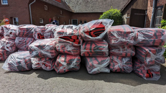Inflatable boats found at a storage site in Germany alleged to have been supplied to people smugglers operating English Channel crossings Inflatable boats found at a storage site in Germany alleged to have been supplied to people smugglers operating English Channel crossings
