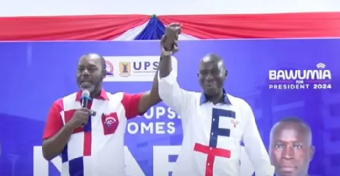 Image of NPP running mate Dr Matthew Opoku Prempeh and NPP Parliamentary Candidate Madina Robert Lamptey. Source: Joy News.