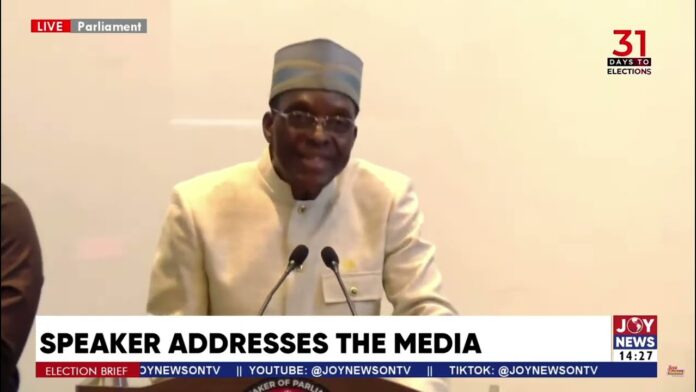 Video Thumbnail: Speaker addresses the media: Executive and Judiciary colluding to weaken parliament - Bagbin