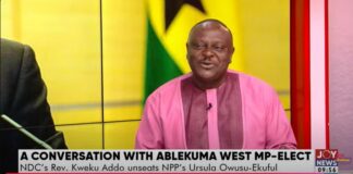 The National Democratic Congress (NDC) Member of Parliament-elect for the Ablekuma West constituency in the Greater Accra region, Rev. Dr. Kweku Addo