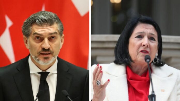 Mikheil Kavelashvili (left) was sworn in as Georgia's president on Sunday. Outgoing president Salome Zourabichvili (right) has refused to recognise his appointment