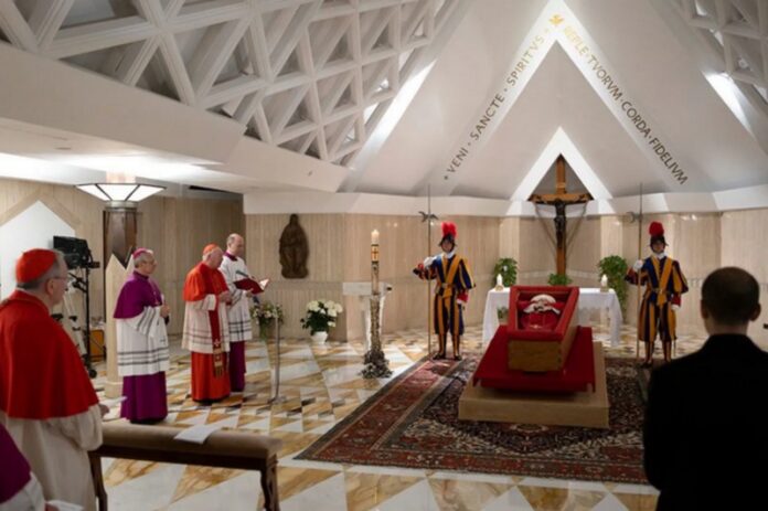 In pictures: Symbolism on show as Pope Francis lies in open coffin