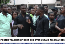 Newly posted teachers picket at GES, threaten to boycott classes over unpaid salaries