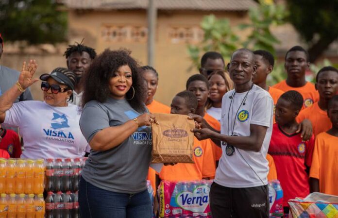 Asempa FM’s Fire Lady donates to Ashaiman Future Leaders FC as part of her birthday celebration