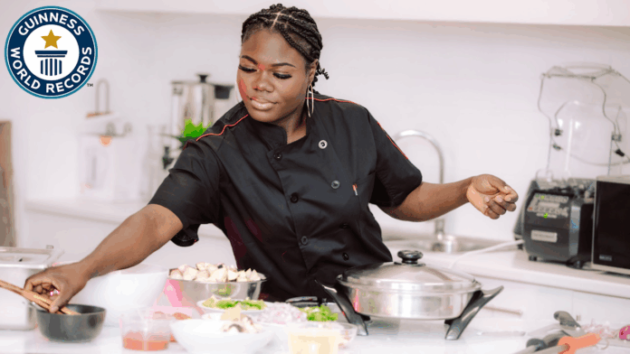 Chef Evette Quoibia breaks GWR cook-a-thon record