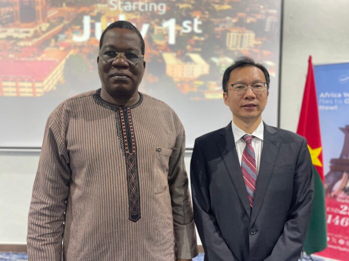 Burkina Faso’s Ambassador to Ghana, David Kabre and AWA Vice President Andy Zhang