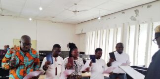 The inducted officers include, Dr. Harrison Kofi Belley – Chairman, Ms. Ivy Priscilla Setordjie – Vice Chairperson, Mr. Lambert Kofi Atsivor – Secretary, and Mr. King Freeman Nutsukpoe – Treasurer.