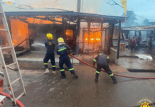 Fire destroys pub and four other shops at Nogora Junction