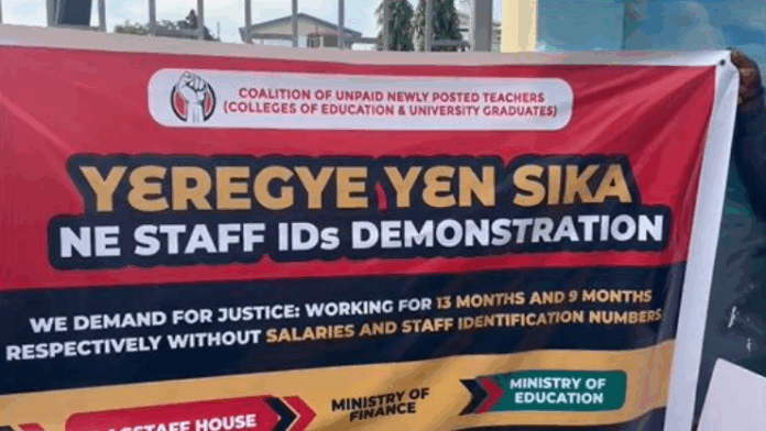 Newly Posted Teachers protest over 13-month unpaid salaries