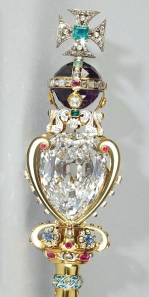 The Sovereign's Sceptre with Cross. Part of the British crown jewel