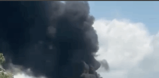 Fuel Tanker catches fire after tyre bursts on Accra–Buipe road