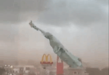 Statue of Liberty replica collapses due to strong winds in Brazil